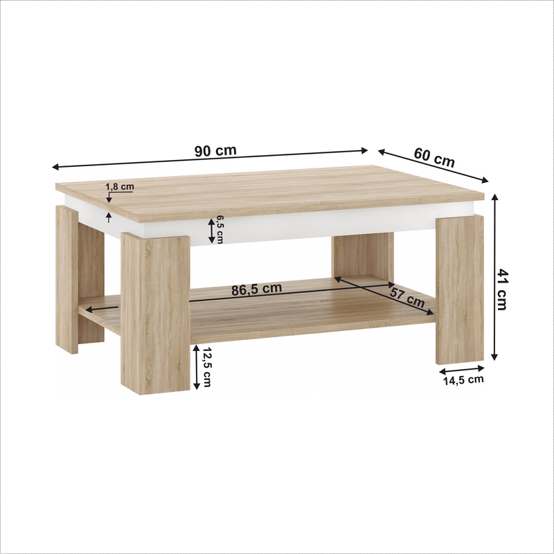 Casa si Gradina - Mobilier - Mese si birouri - Masute de cafea - Masuta de cafea, stejar sonoma/alba, PIANI - Infinity.ro