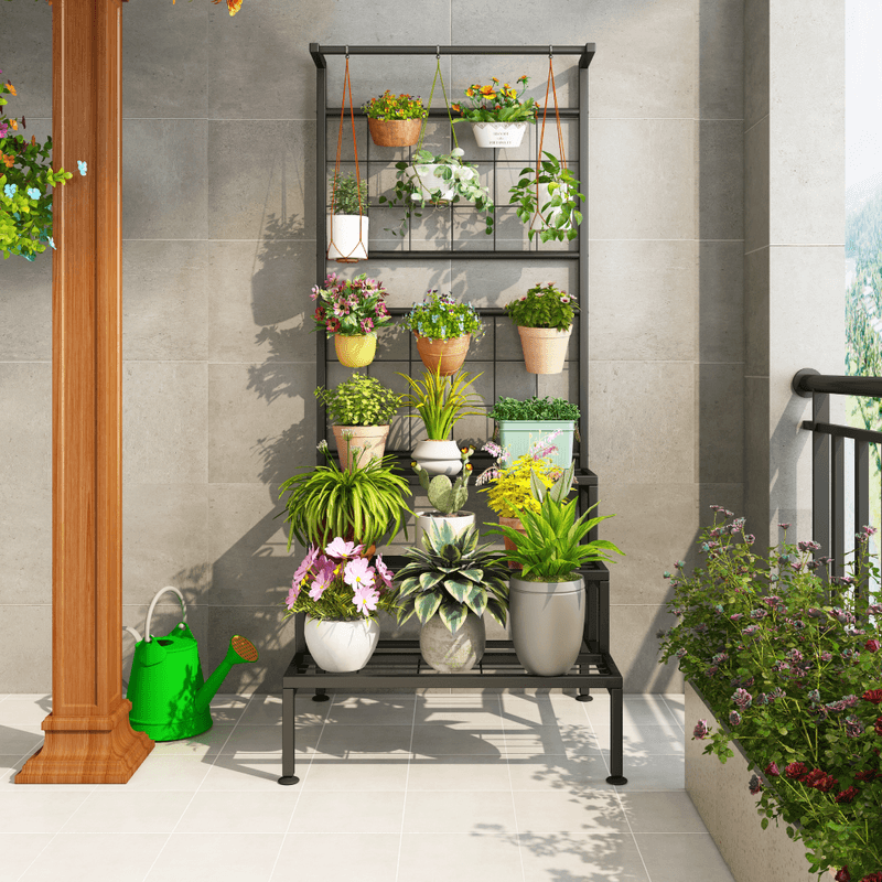 Casa si Gradina - Gradinarit si plante - Plante si ghivece - Ghivece si suporturi - Suport metalic pentru flori, negru, BALKO - Infinity.ro