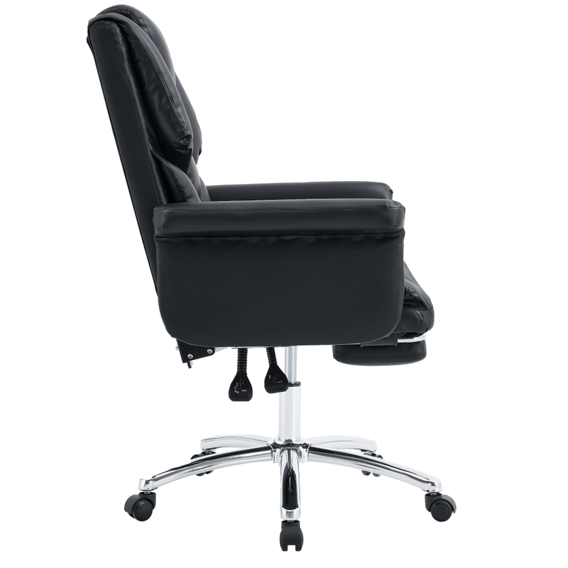 Casa si Gradina - Mobilier - Scaune si fotolii - Scaune - Fotoliu de birou cu suport pentru picioare, piele ecologica neagra, RODIK - Infinity.ro