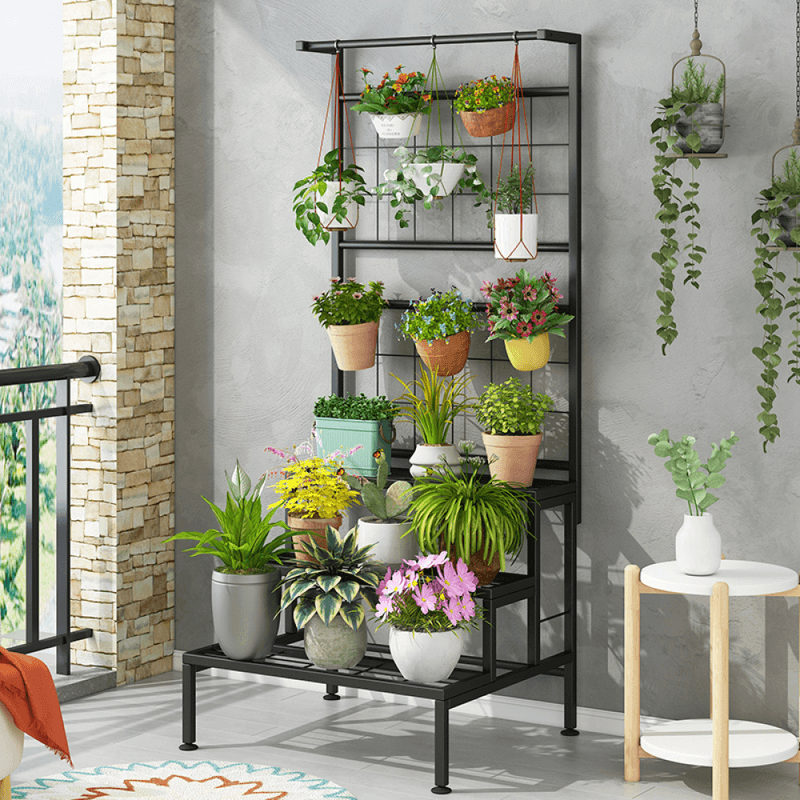 Casa si Gradina - Gradinarit si plante - Plante si ghivece - Ghivece si suporturi - Suport metalic pentru flori, negru, BALKO - Infinity.ro