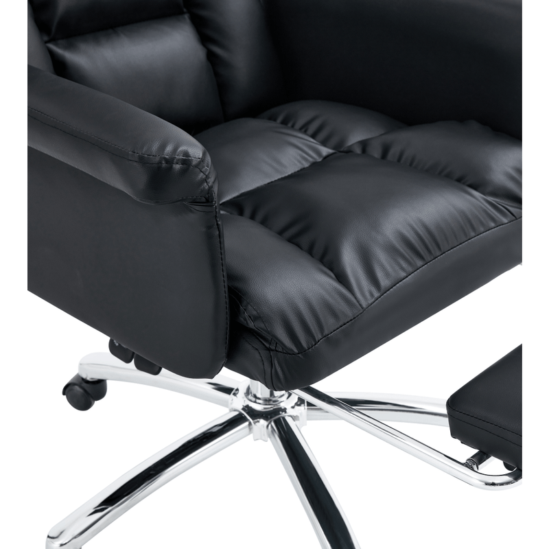 Casa si Gradina - Mobilier - Scaune si fotolii - Scaune - Fotoliu de birou cu suport pentru picioare, piele ecologica neagra, RODIK - Infinity.ro