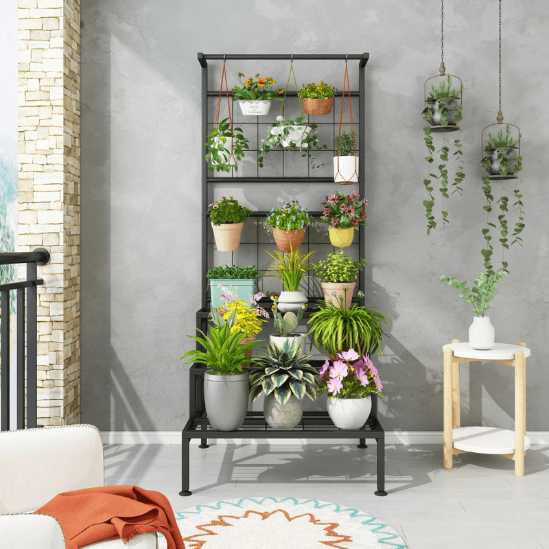 Casa si Gradina - Gradinarit si plante - Plante si ghivece - Ghivece si suporturi - Suport metalic pentru flori, negru, BALKO - Infinity.ro