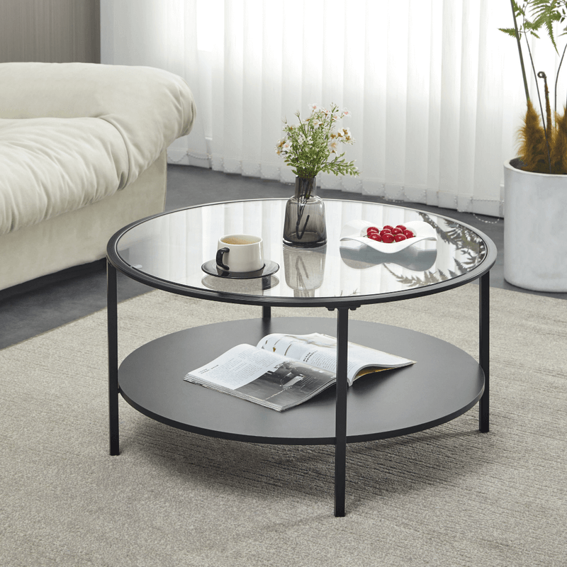 Casa si Gradina - Mobilier - Mese si birouri - Masute de cafea - Masuta de cafea, neagra / sticla / metal, PARLAN - Infinity.ro