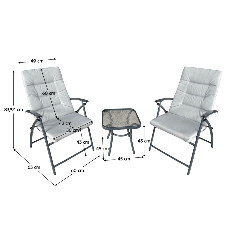 Casa si Gradina - Gradina si terasa - Mobilier exterior - Seturi mobila gradina - Set gradina 1+2, gri / gri inchis, MUSON - Infinity.ro