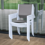 Casa si Gradina - Gradina si terasa - Mobilier exterior - Scaune si sezlonguri gradina - Scaun stivuibil pentru gradina, otel alb / gri deschis, DORIO - Infinity.ro