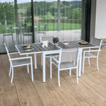 Casa si Gradina - Gradina si terasa - Mobilier exterior - Scaune si sezlonguri gradina - Scaun stivuibil pentru gradina, otel alb / gri deschis, DORIO - Infinity.ro