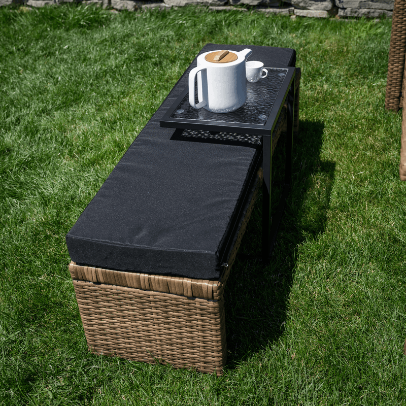 Casa si Gradina - Gradina si terasa - Mobilier exterior - Mese gradina - Masa de gradina, otel negru / sticla securizata, SELKO - Infinity.ro