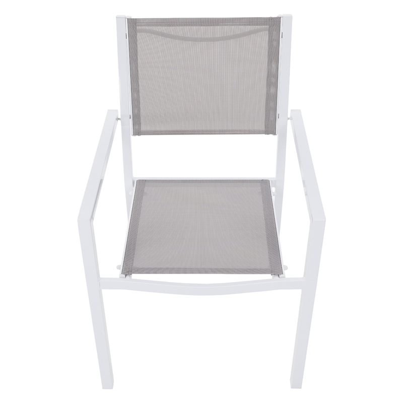 Casa si Gradina - Gradina si terasa - Mobilier exterior - Scaune si sezlonguri gradina - Scaun stivuibil pentru gradina, otel alb / gri deschis, DORIO - Infinity.ro
