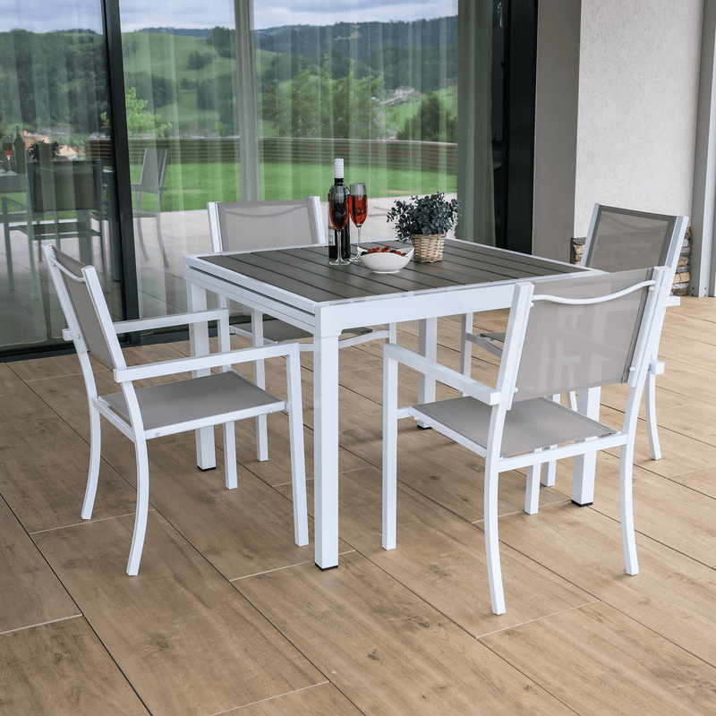 Casa si Gradina - Gradina si terasa - Mobilier exterior - Mese gradina - Masa extensibila de gradina, otel alb / gri, DORIO - Infinity.ro