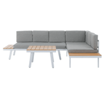 Casa si Gradina - Gradina si terasa - Mobilier exterior - Seturi mobila gradina - Set de gradina, otel alb /stejar / gri deschis, PELOR - Infinity.ro