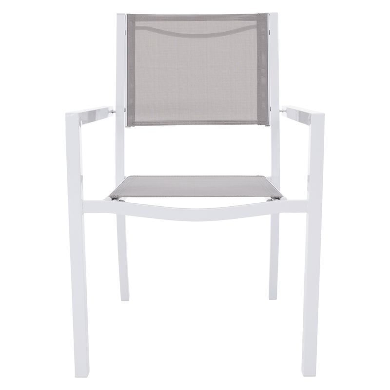 Casa si Gradina - Gradina si terasa - Mobilier exterior - Scaune si sezlonguri gradina - Scaun stivuibil pentru gradina, otel alb / gri deschis, DORIO - Infinity.ro