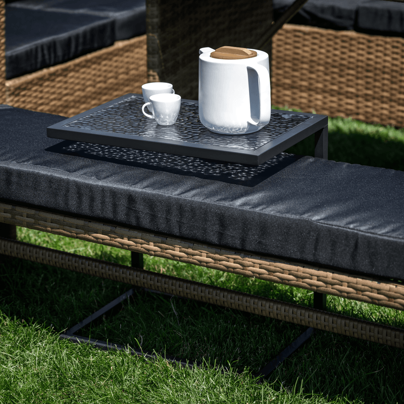 Casa si Gradina - Gradina si terasa - Mobilier exterior - Mese gradina - Masa de gradina, otel negru / sticla securizata, SELKO - Infinity.ro