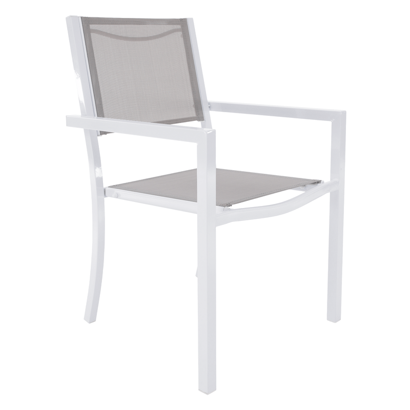 Casa si Gradina - Gradina si terasa - Mobilier exterior - Scaune si sezlonguri gradina - Scaun stivuibil pentru gradina, otel alb / gri deschis, DORIO - Infinity.ro
