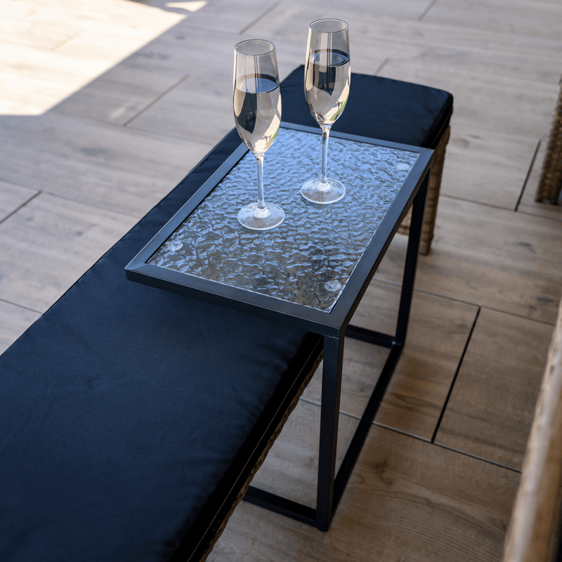 Casa si Gradina - Gradina si terasa - Mobilier exterior - Mese gradina - Masa de gradina, otel negru / sticla securizata, SELKO - Infinity.ro