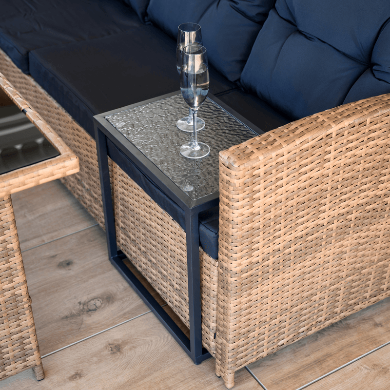 Casa si Gradina - Gradina si terasa - Mobilier exterior - Mese gradina - Masa de gradina, otel negru / sticla securizata, SELKO - Infinity.ro
