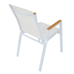 Casa si Gradina - Gradina si terasa - Mobilier exterior - Scaune si sezlonguri gradina - Scaun de gradina stivuibil, otel alb / stejar, BONTO - Infinity.ro