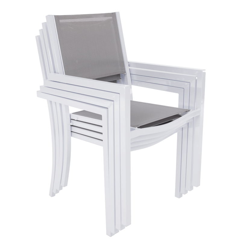 Casa si Gradina - Gradina si terasa - Mobilier exterior - Scaune si sezlonguri gradina - Scaun stivuibil pentru gradina, otel alb / gri deschis, DORIO - Infinity.ro