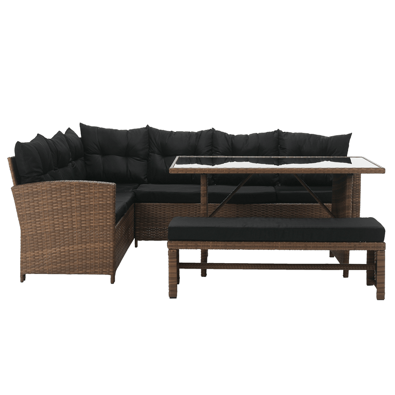 Casa si Gradina - Gradina si terasa - Mobilier exterior - Seturi mobila gradina - Set de gradina din ratan, maro deschis / negru, MADUL - Infinity.ro