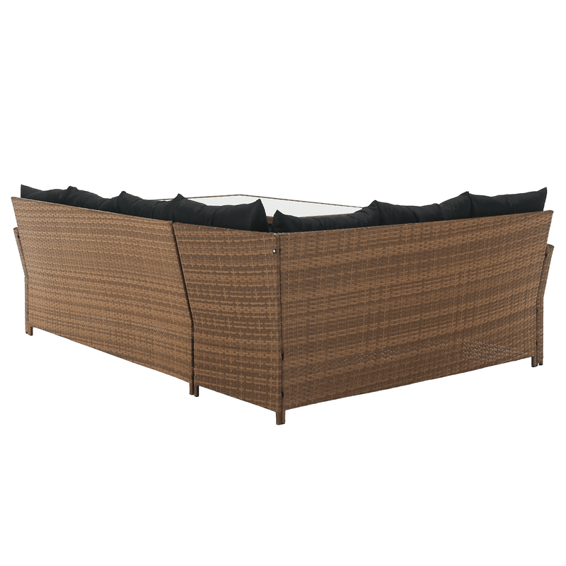 Casa si Gradina - Gradina si terasa - Mobilier exterior - Seturi mobila gradina - Set de gradina din ratan, maro deschis / negru, MADUL - Infinity.ro