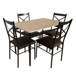 Casa si Gradina - Mobilier - Seturi de mobilier - Seturi mese si scaune - Set de sufragerie 1+4, stejar Sonoma / negru / maro, NAREN - Infinity.ro