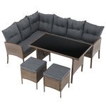 Casa si Gradina - Gradina si terasa - Mobilier exterior - Seturi mobila gradina - Set de gradina din ratan, culoare naturala / gri deschis, RANDI - Infinity.ro