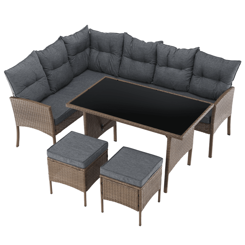 Casa si Gradina - Gradina si terasa - Mobilier exterior - Seturi mobila gradina - Set de gradina din ratan, culoare naturala / gri deschis, RANDI - Infinity.ro