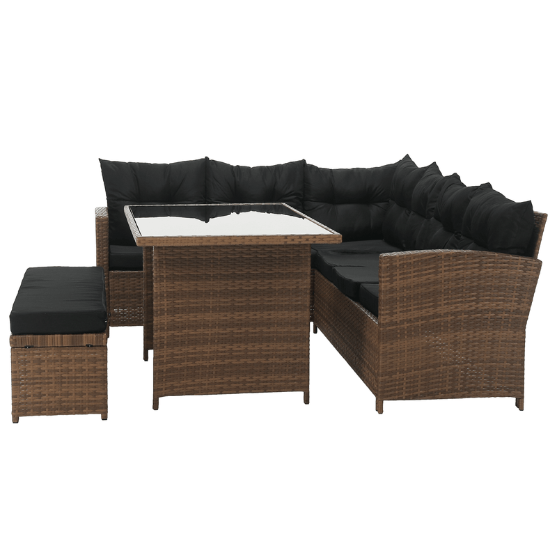Casa si Gradina - Gradina si terasa - Mobilier exterior - Seturi mobila gradina - Set de gradina din ratan, maro deschis / negru, MADUL - Infinity.ro