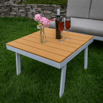 Casa si Gradina - Gradina si terasa - Mobilier exterior - Seturi mobila gradina - Set de gradina, otel alb /stejar / gri deschis, PELOR - Infinity.ro