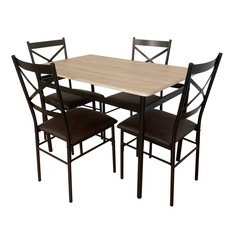 Casa si Gradina - Mobilier - Seturi de mobilier - Seturi mese si scaune - Set de sufragerie 1+4, stejar Sonoma / negru / maro, NAREN - Infinity.ro