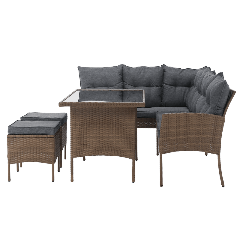 Casa si Gradina - Gradina si terasa - Mobilier exterior - Seturi mobila gradina - Set de gradina din ratan, culoare naturala / gri deschis, RANDI - Infinity.ro