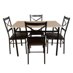 Casa si Gradina - Mobilier - Seturi de mobilier - Seturi mese si scaune - Set de sufragerie 1+4, stejar Sonoma / negru / maro, NAREN - Infinity.ro