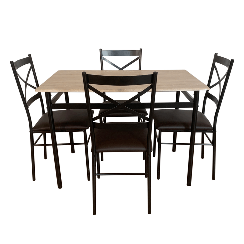 Casa si Gradina - Mobilier - Seturi de mobilier - Seturi mese si scaune - Set de sufragerie 1+4, stejar Sonoma / negru / maro, NAREN - Infinity.ro