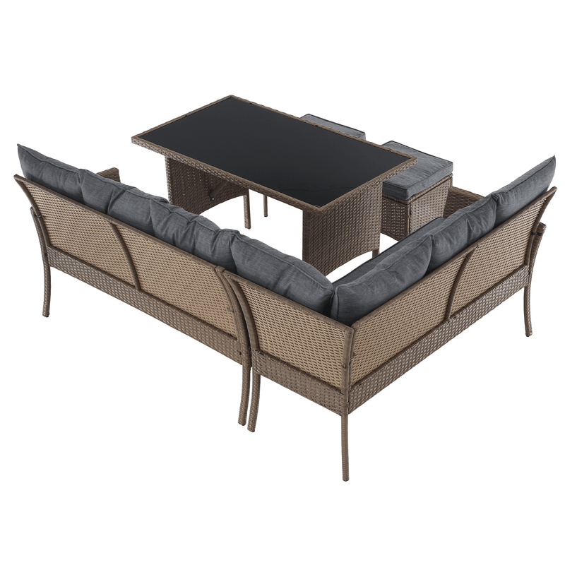 Casa si Gradina - Gradina si terasa - Mobilier exterior - Seturi mobila gradina - Set de gradina din ratan, culoare naturala / gri deschis, RANDI - Infinity.ro