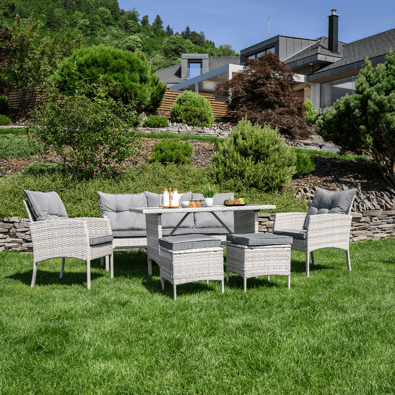Casa si Gradina - Gradina si terasa - Mobilier exterior - Seturi mobila gradina - Set de gradina din ratan, gri deschis, LALEN - Infinity.ro