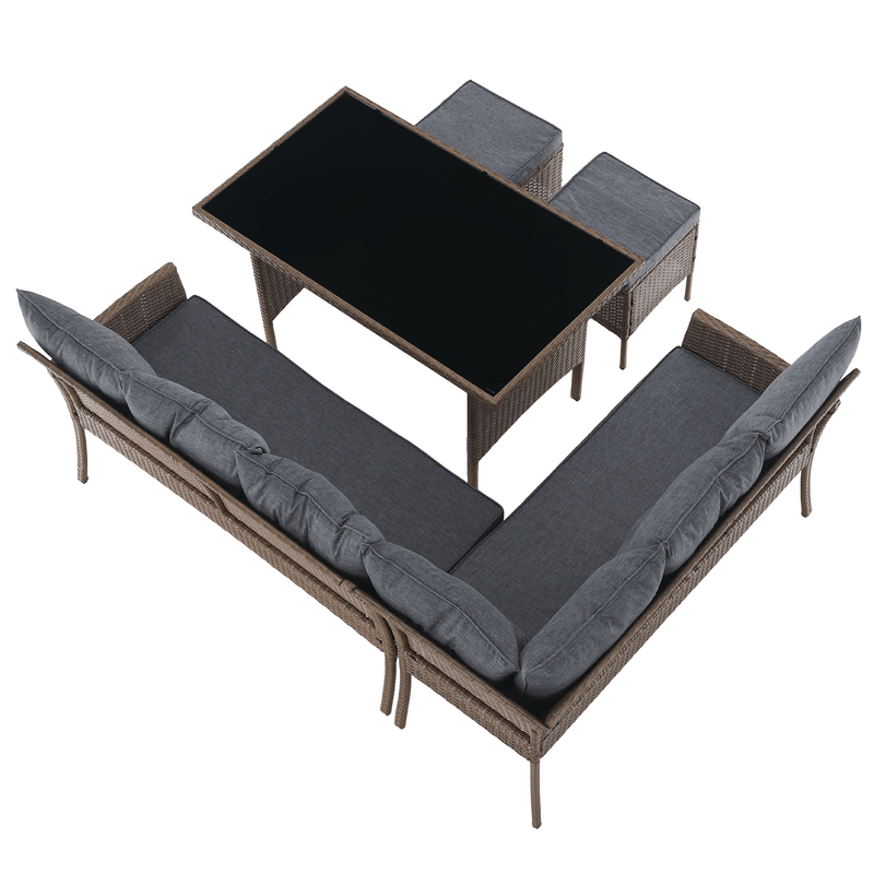 Casa si Gradina - Gradina si terasa - Mobilier exterior - Seturi mobila gradina - Set de gradina din ratan, culoare naturala / gri deschis, RANDI - Infinity.ro