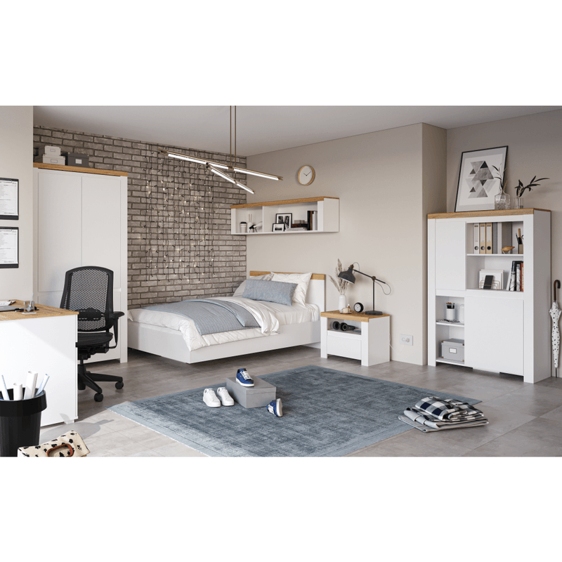 Casa si Gradina - Mobilier - Paturi si accesorii - Paturi - Pat, 90x200, alb / stejar Wotan, VILGO - Infinity.ro