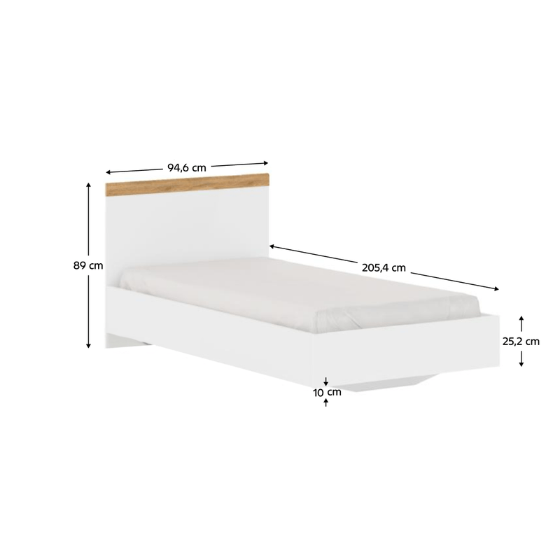 Casa si Gradina - Mobilier - Paturi si accesorii - Paturi - Pat, 90x200, alb / stejar Wotan, VILGO - Infinity.ro