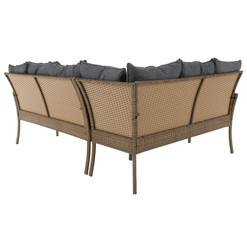 Casa si Gradina - Gradina si terasa - Mobilier exterior - Seturi mobila gradina - Set de gradina din ratan, culoare naturala / gri deschis, RANDI - Infinity.ro