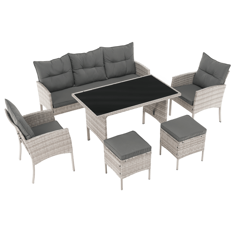 Casa si Gradina - Gradina si terasa - Mobilier exterior - Seturi mobila gradina - Set de gradina din ratan, gri deschis, LALEN - Infinity.ro
