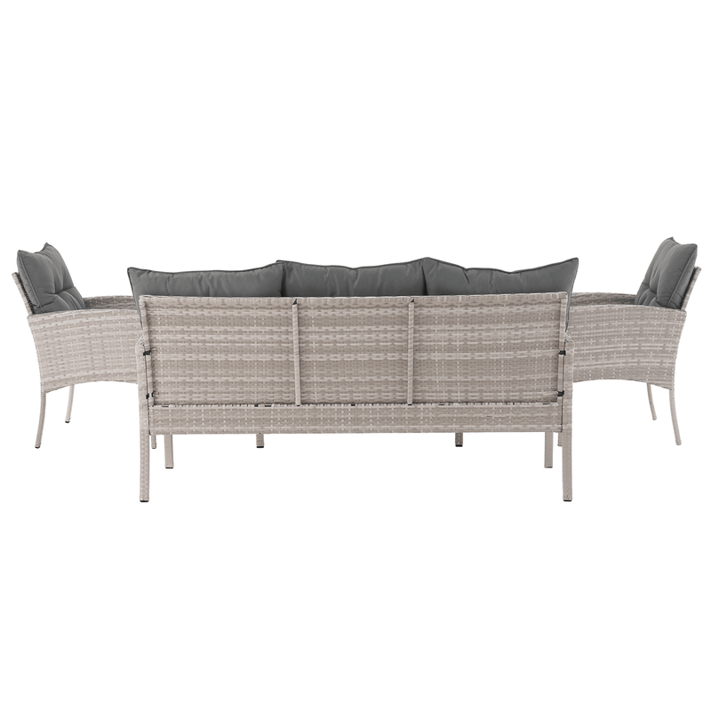 Casa si Gradina - Gradina si terasa - Mobilier exterior - Seturi mobila gradina - Set de gradina din ratan, gri deschis, LALEN - Infinity.ro