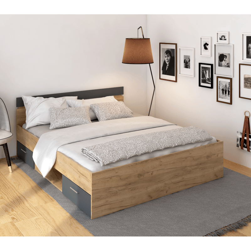 Casa si Gradina - Mobilier - Paturi si accesorii - Paturi - Pat, 160x200, stejar artisan/grafit, MICHIGAN NEW - Infinity.ro