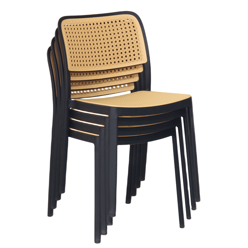 Casa si Gradina - Gradina si terasa - Mobilier exterior - Scaune si sezlonguri gradina - Scaun, stivuibil, negru / bej, RAVID TIP 1 - Infinity.ro