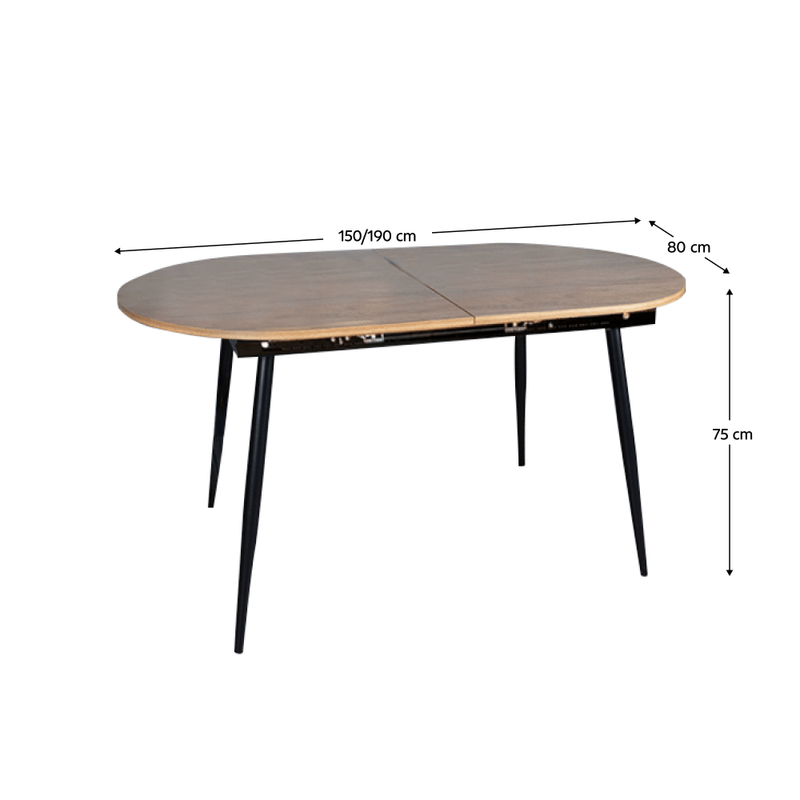Casa si Gradina - Mobilier - Mese si birouri - Mese bucatarie si dining - Masa dining, pliabila, stejar / neagra 150-190x75 cm, TAMERON - Infinity.ro