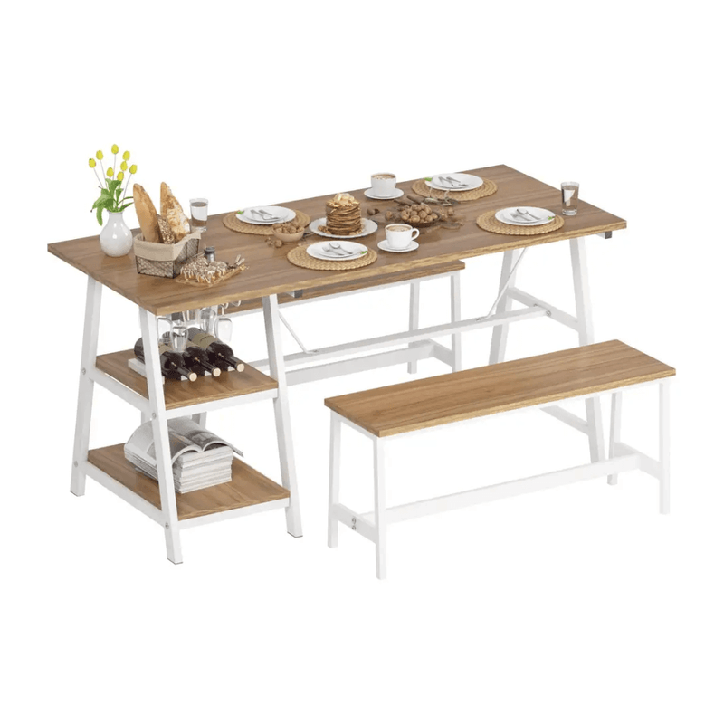 Casa si Gradina - Mobilier - Seturi de mobilier - Seturi mese si scaune - Set dining 1+2, stejar / alb, ZAFAR - Infinity.ro