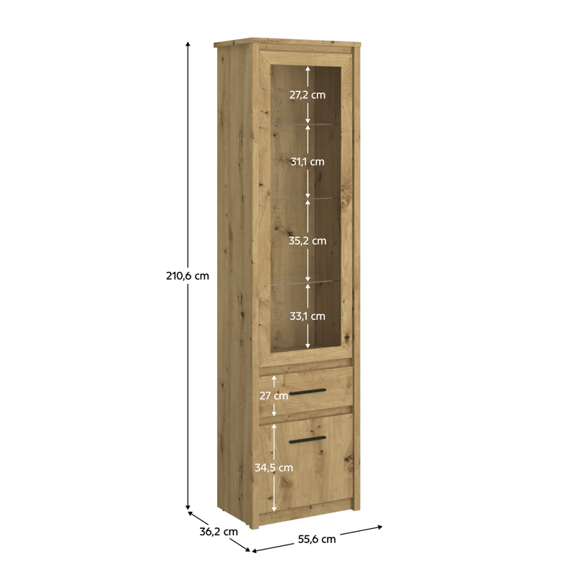 Casa si Gradina - Mobilier - Comode si corpuri - Corpuri bucatarie - Vitrina 1D1W1S, stejar Artisan, AIRON - Infinity.ro