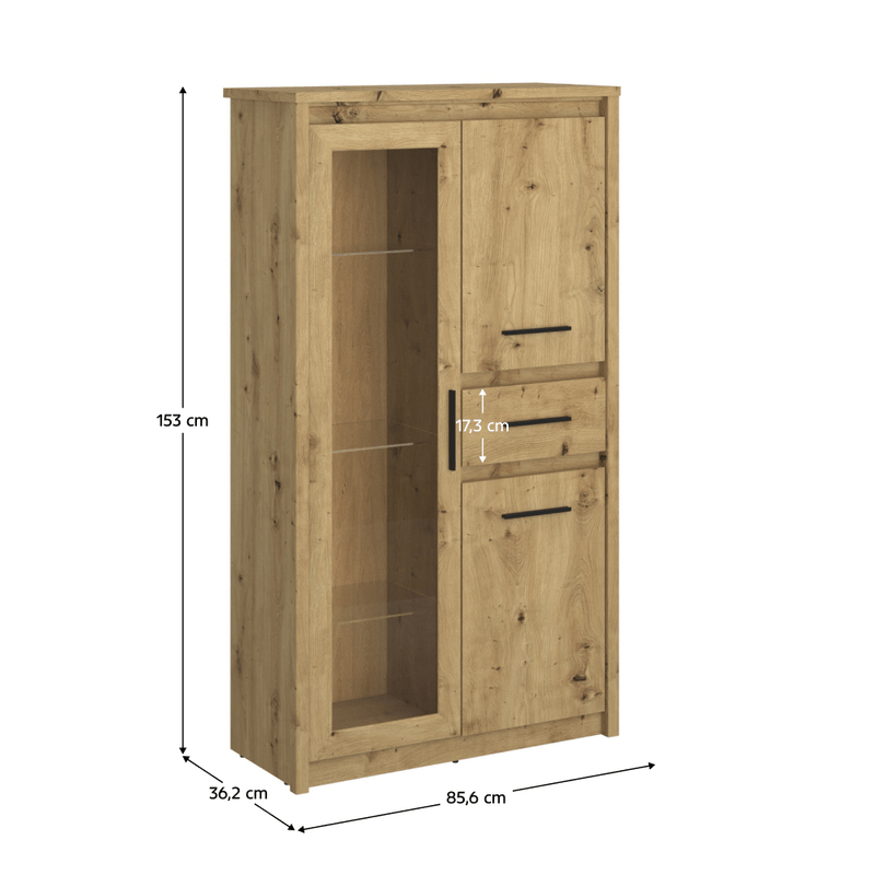 Casa si Gradina - Mobilier - Comode si corpuri - Corpuri bucatarie - Vitrina joasa 2D1W1S, stejar Artisan, AIRON - Infinity.ro