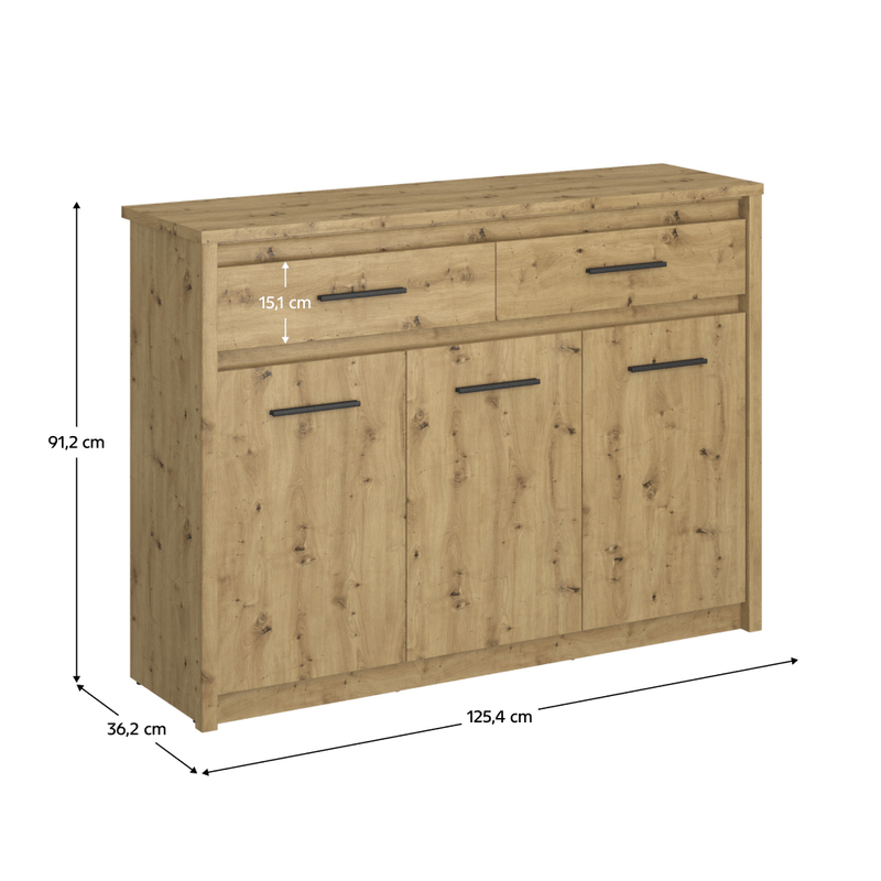 Casa si Gradina - Mobilier - Comode si corpuri - Comode - Comoda 3D2S, stejar Artisan, AIRON - Infinity.ro