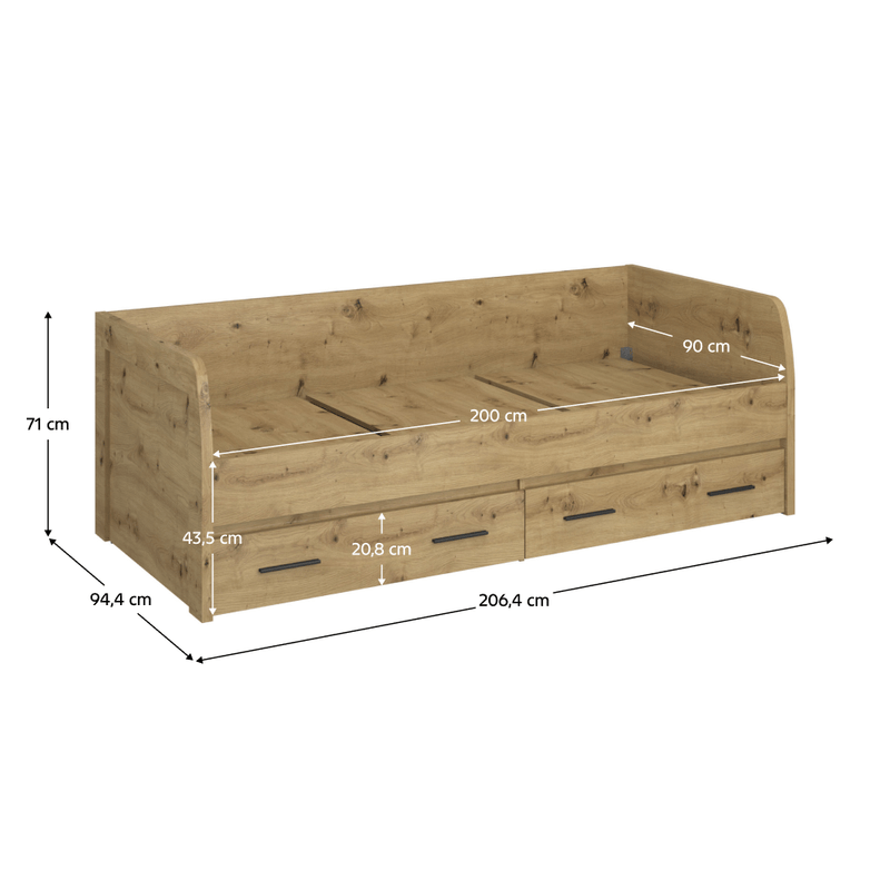 Casa si Gradina - Mobilier - Mobilier copii - Patuturi copii - Pat 2S, 90x200, stejar Artisan, AIRON - Infinity.ro