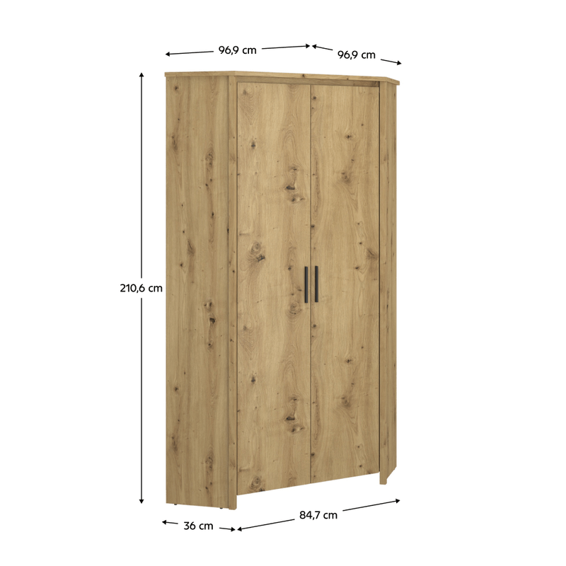 Casa si Gradina - Mobilier - Dulapuri si sifoniere - Dulapuri - Dulap de colt 2D, stejar Artisan, AIRON - Infinity.ro