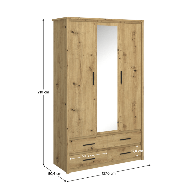 Casa si Gradina - Mobilier - Dulapuri si sifoniere - Dulapuri - Dulap cu oglinda 3D4S, stejar Artisan, AIRON - Infinity.ro